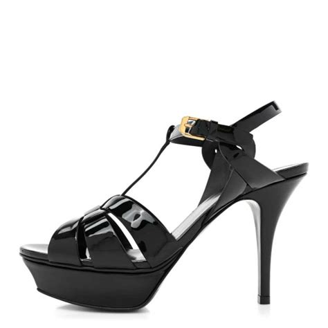 SAINT LAURENT Patent Tribute 75 Platform Sandals 39.5